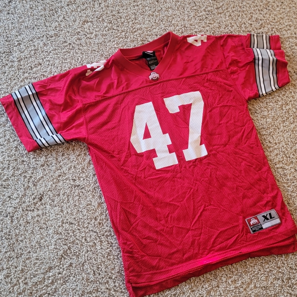 Vintage Boys Ohio State Buckeyes Jersey A.J. Hawk #47 Size 18-20 Kids (XL)